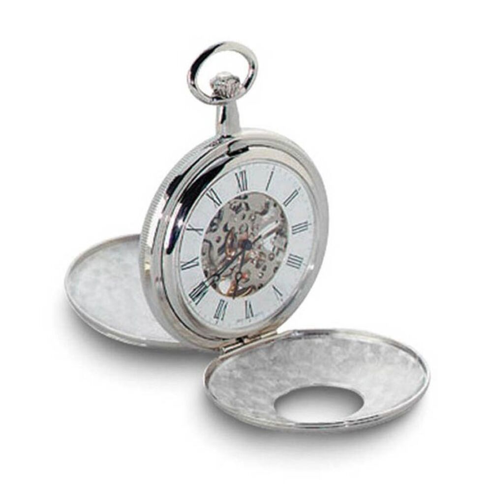 Charles Hubert Chrome-finish White Dial Pocket Watch 48mm